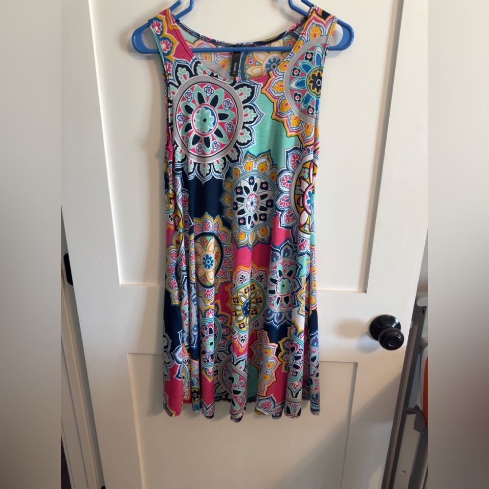 Yahada Multicolor Mandala Print Dress